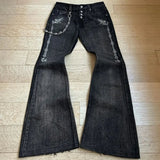 Vintage Embroidery Micro-Tipped Jeans Women High Street Punk Y2k Low-Rise Casual Drag Trousers 68HZ