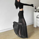 Spring 2025 New Women's Solid Color Body Street Fashion High-Waisted Hip Net Half-Dress Skirt 68HZ