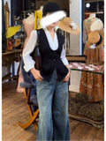 Old Money Wind U Collar Suit Vest Vest Women To Repair Sleeveless Folding On The Shoulders