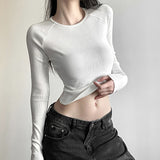 New Street Fashion Print Long-Sleeved Round Collar Dew T-Shirt Girl In Autumn And Winter 2025 68HZ