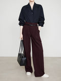 Spring Anola Red Straight Pants Long Pants Women's New Thick Twill Broad Leg Suit Pants