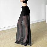 2025 Summer New Women's Solid Color Slimming Street Fashion High-Waist Net Half-Body Skirt 68HZ