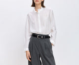 2026 Spring New Simple French Pearl Nails Beads Side Hanging Temperament Commuting White Shirt Woman