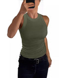 2025 Summer Women's Ribs Small Vest Round Collar Body Type Women's Vest