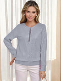 Women's Fashion Casual Loose Round-Neck Long-Sleeved Top Solid Color T-Shirt Women's Coat