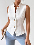 2025 Women's New Commuting V-Neck Buttonless Sleeve Vest Vest Coat Topess