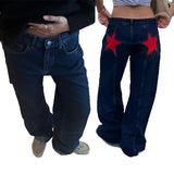 Five-Pointed Star Deconstructs Jeans Women Y2k High Street Trousers Bump Color Splicing Drag Trousers 68HZ