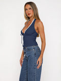 Exploding Hottie Short-Cloaked Back Clothes Pure Desire To Tie The Bow Hanging Neck Sling Vest Inside The Female Summer