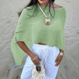 Dili Leisure Vacation Half-Permeable Shawl Shirt Knitted Women's Clothing 2026 Summer