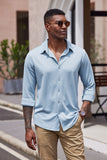 Men's Shirt Autumn And Winter New Long-Sleeved Collar Solid Shirt Casual Dress Top Men