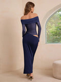 Dili Elegant Wind Out Shoulder Long-Sleeved Mesh Dress Dress Women's Dress 2025 Autumn And Winter
