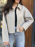 Dili Casual Solid Color Long-Sleeved Jacket Women's Clothing 2025 Autumn And Winter