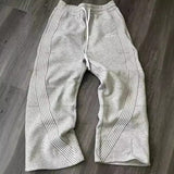 Washing Leaves Striped Camouflage Straight Slacks Men's High Street Hops Embroidered Trousers 68HZ