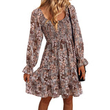 Dili Bai Casual Long-Sleeved Printed Long Skirt Dress 2026 Spring And Summer New Temperament Commute