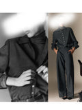 Spring New Rock Gray TR Woven Surface Soft Soft, Not Soft Old Money Wearing Shirt Trousers Set
