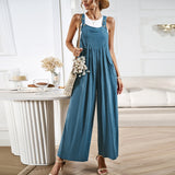 Dili Women's Solid-Colored Strapping Trousers 2025 Summer Loose Broad-Legged Trousers