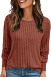 2025 Women's Simple Commuter T-Shirt Women's Pit Round Neck Long-Sleeved Top