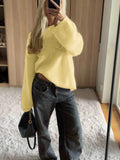 Dili Fashion Temperament Solid Color Long-Sleeved Wool Sweater Women's Clothing 2025 Autumn And Winter