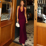 2025 Autumn And Winter New Women's Fashion Temperament Sexy Hanging Back Pile Collar Dress